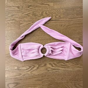 Kulani Kinis Pink Ribbed Bandeau Bikini Top  Knot Back